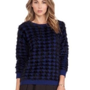 BCBGeneration blue black fuzzy Eyelash sweater